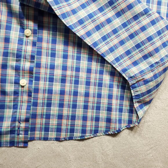 Duluth Long Sleeve Button Down Plaid Shirt 1 Pocket Blue Teal Pink Men Sz XLT - Picture 7 of 9